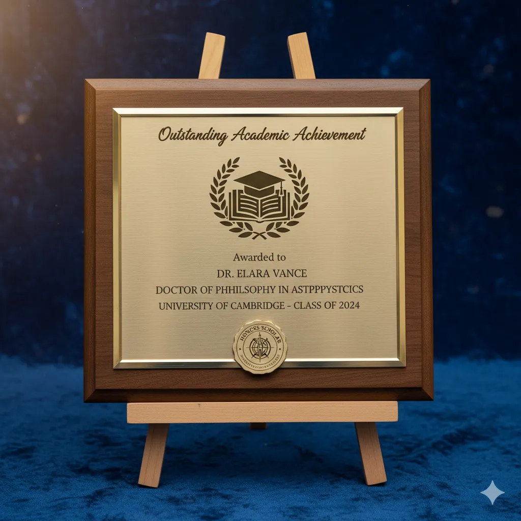 Engraved graduation achievement plaque