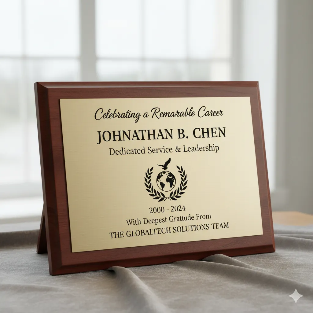 Custom retirement recognition plaque